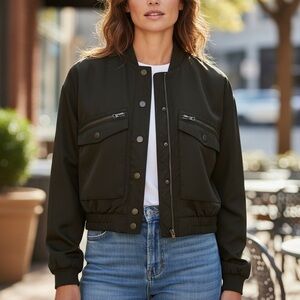 Stylish Black Bomber Jacket for Women